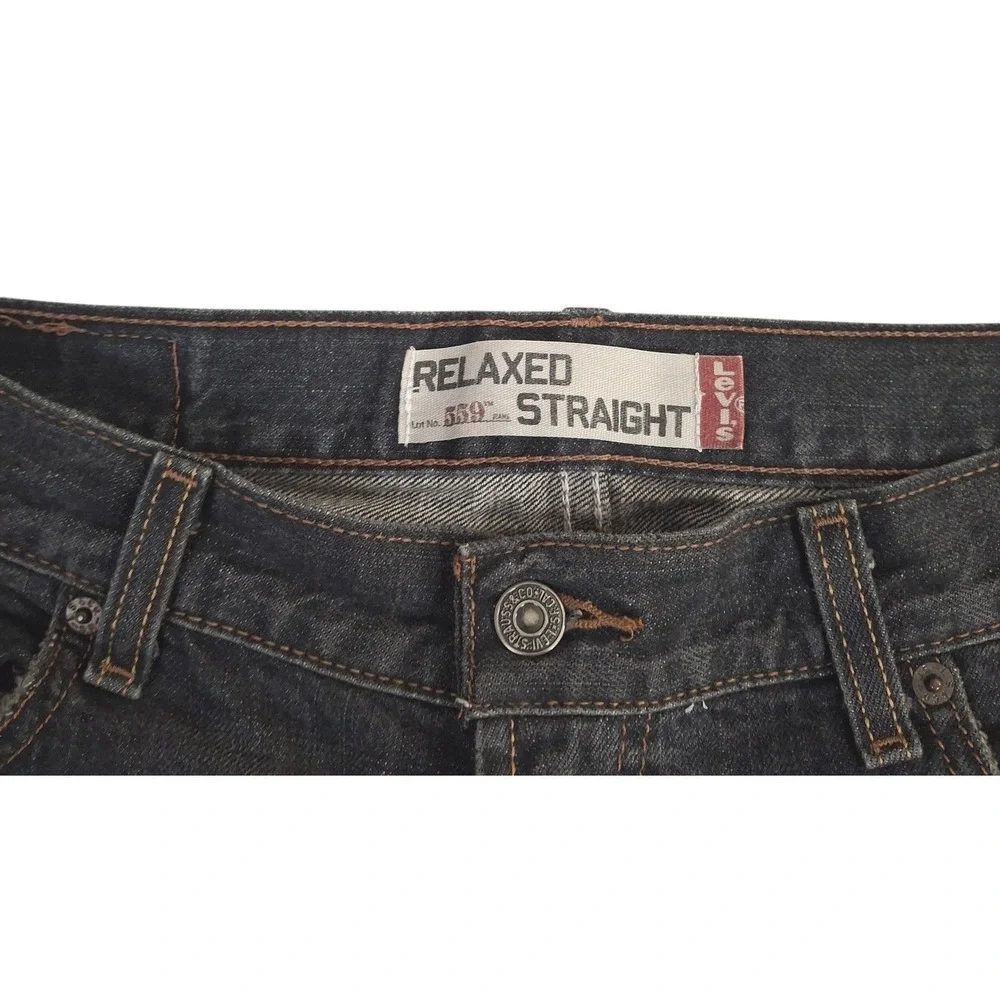 VTG Levis 559 Relaxed Straight Jeans Mens 34x34 Faded Black Denim Y2K